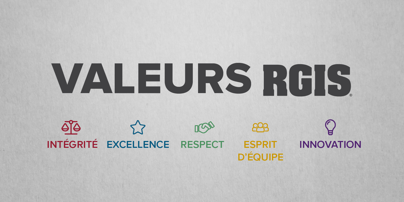 Les valeurs rgis : intégrité, excellence, respect, esprit d'équipe et innovation